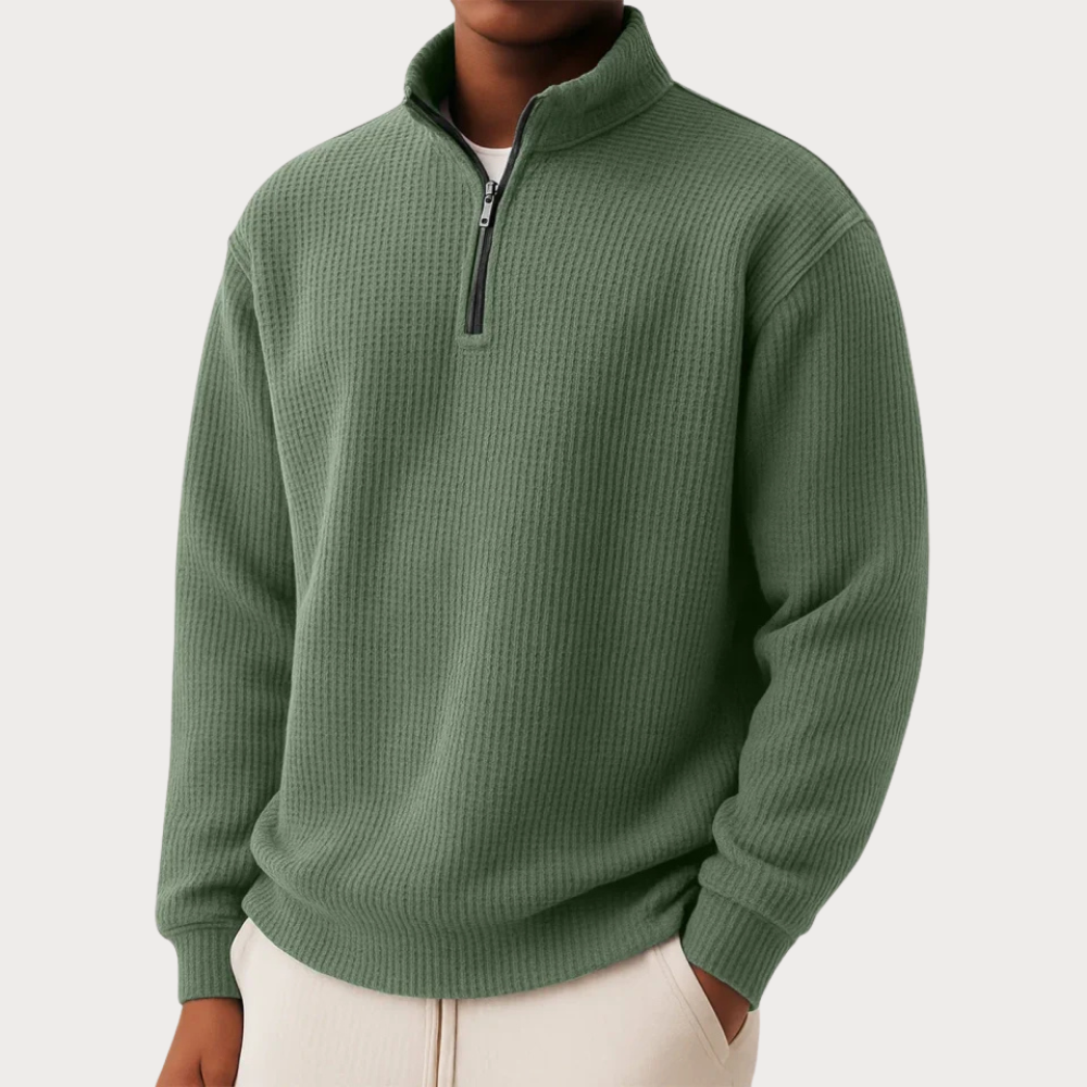 HARRISON OF CALIFORNIA | ZIP-COLLAR KNIT SWEATER FOR MEN