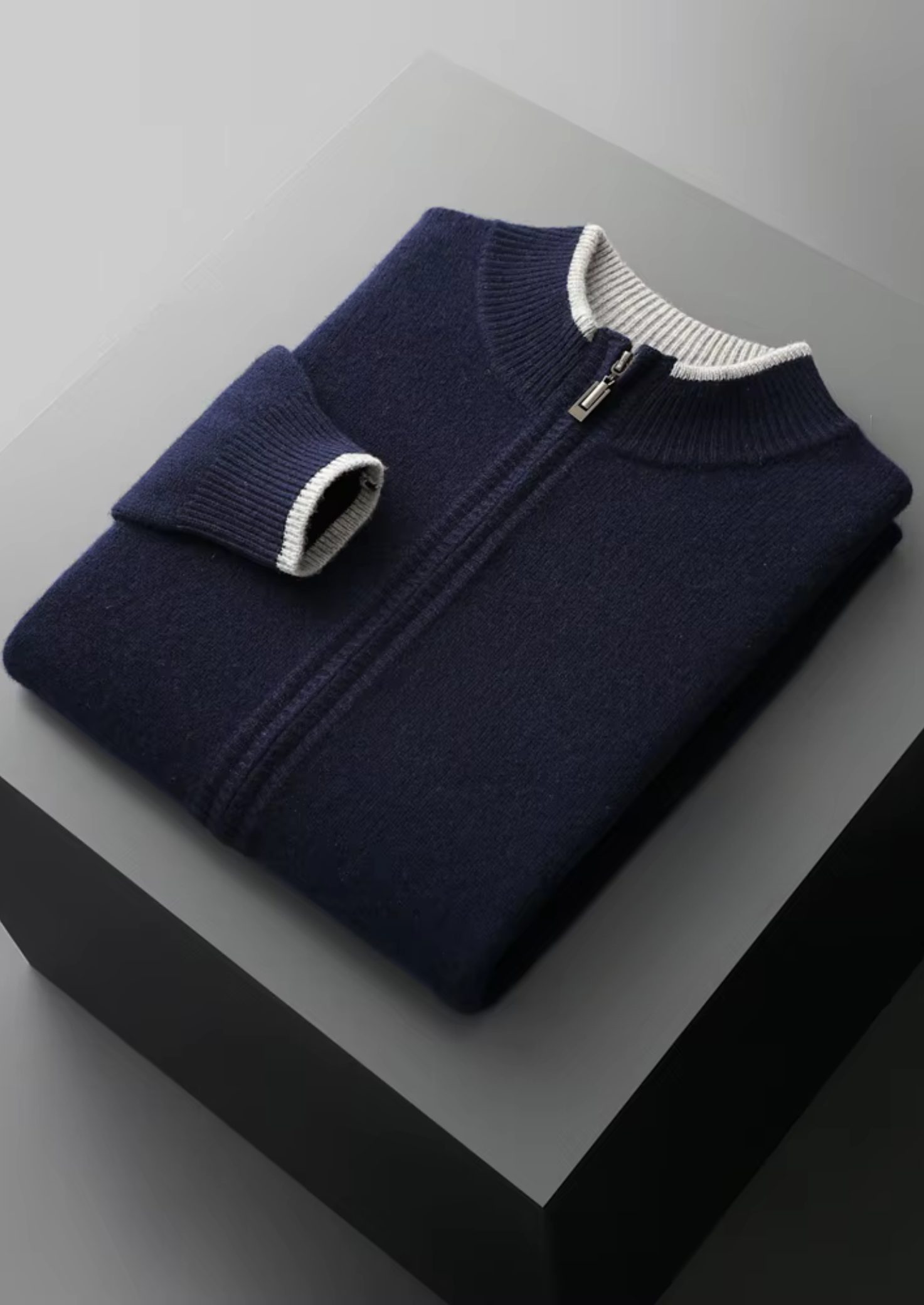 HARRISON OF CALIFORNIA | TWO-TONE ZIP CARDIGAN FOR MEN