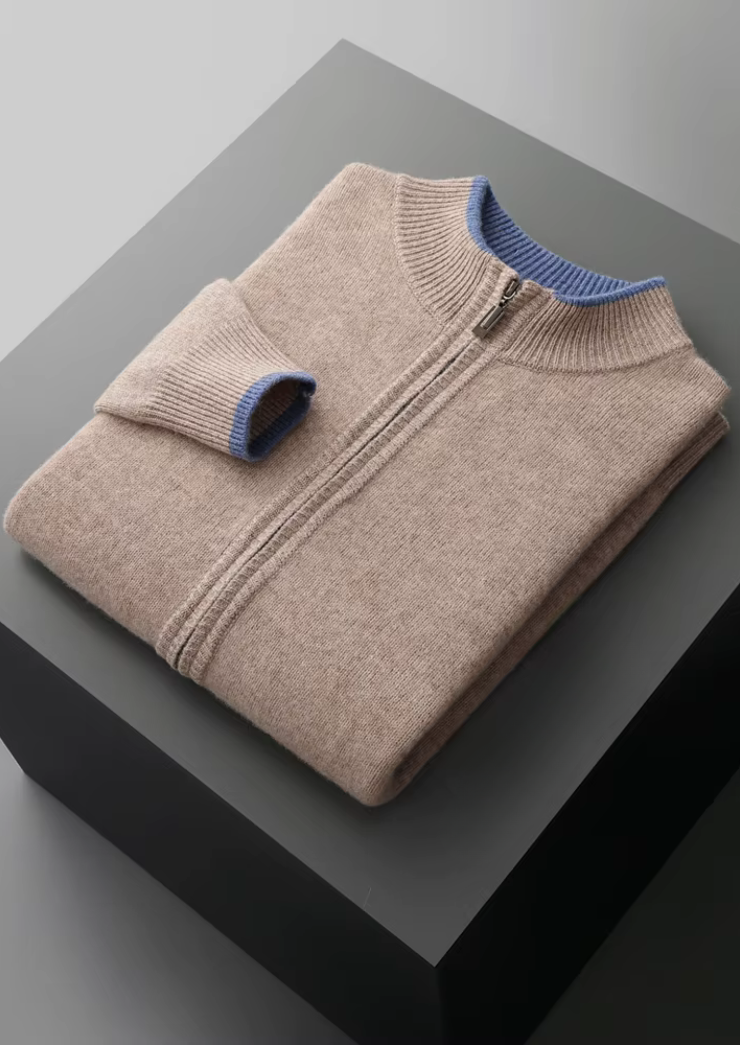 HARRISON OF CALIFORNIA | TWO-TONE ZIP CARDIGAN FOR MEN