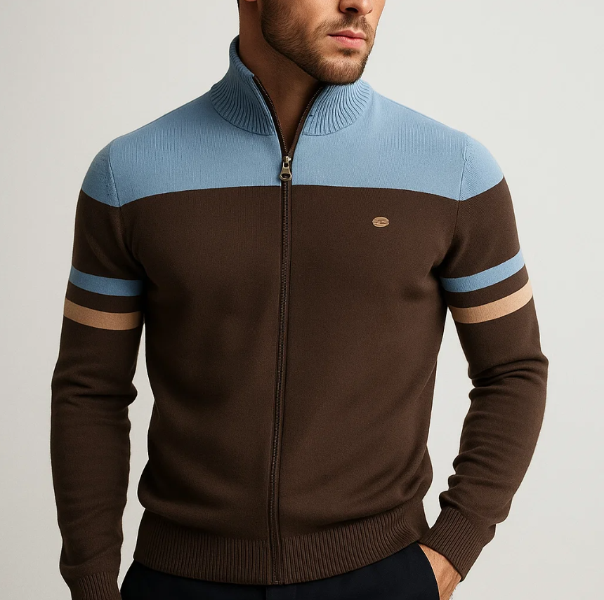 HARRISON OF CALIFORNIA | COLORBLOCK HOODIE WITH ZIP FOR MEN