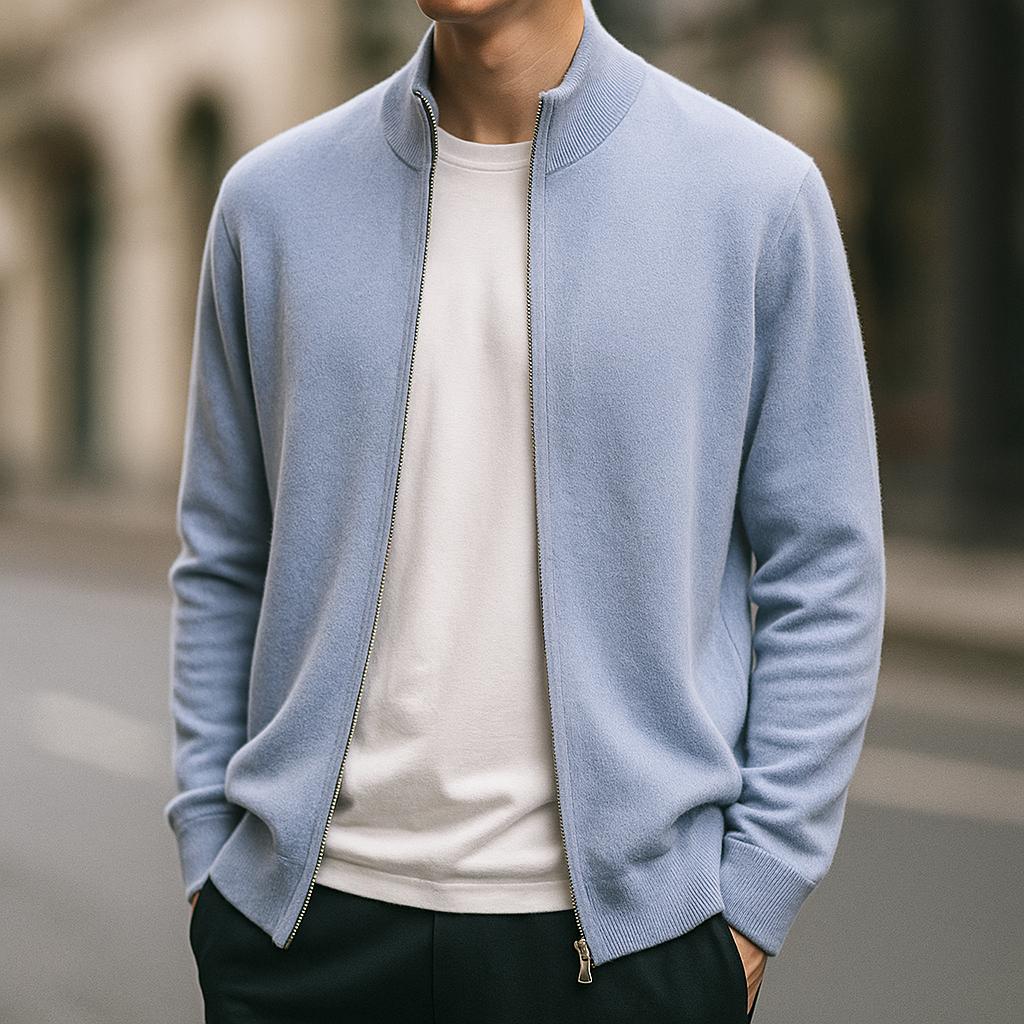 HARRISON OF CALIFORNIA | ZIPPERED KNIT CARDIGAN FOR MEN