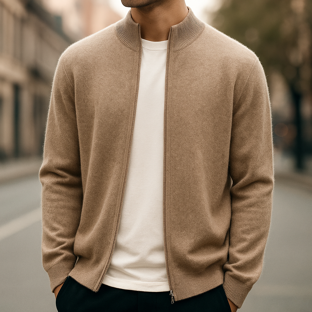 HARRISON OF CALIFORNIA | ZIPPERED KNIT CARDIGAN FOR MEN