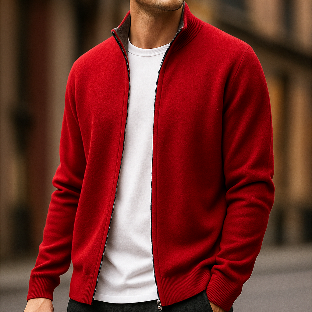 HARRISON OF CALIFORNIA | ZIPPERED KNIT CARDIGAN FOR MEN