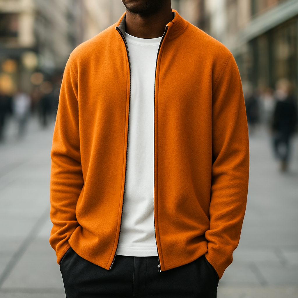 HARRISON OF CALIFORNIA | ZIPPERED KNIT CARDIGAN FOR MEN