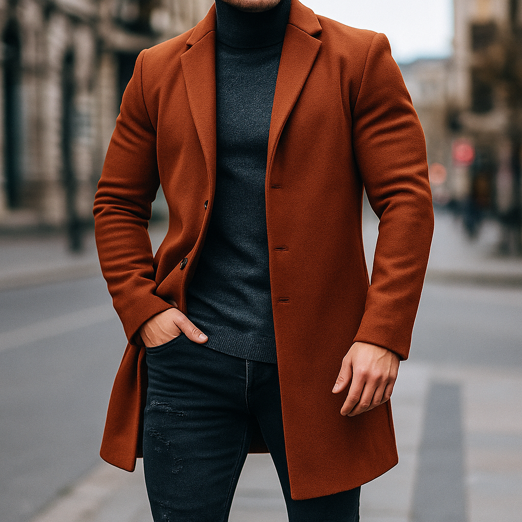 HARRISON OF CALIFORNIA | WOOL TRENCH COAT FOR MEN