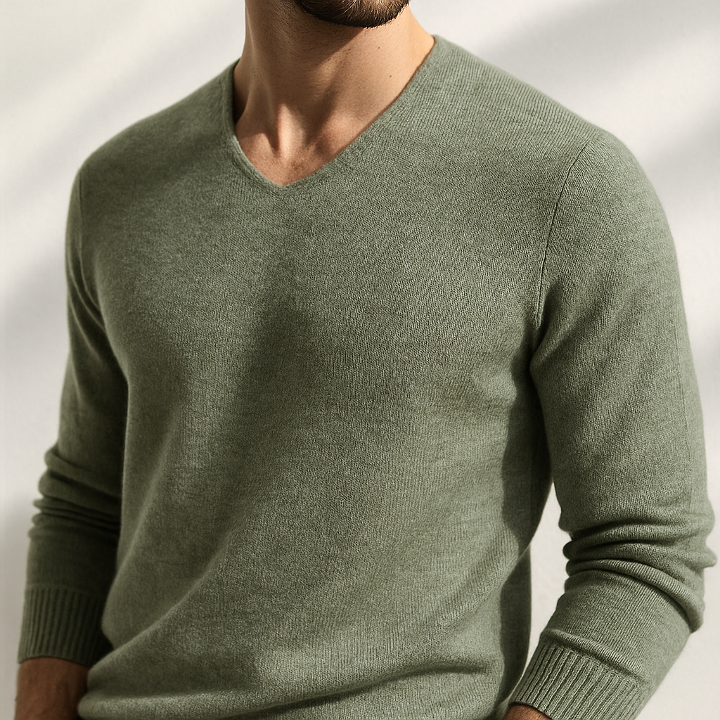 HARRISON OF CALIFORNIA | V-NECK SWEATER IN PREMIUM FIBERS FOR MEN