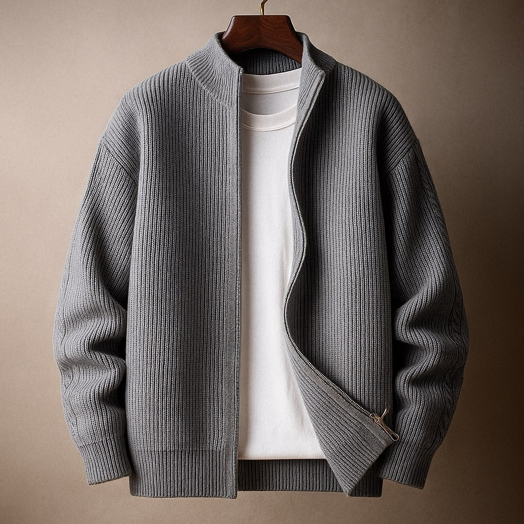 HARRISON OF CALIFORNIA | RIBBED ZIP SWEATER FOR MEN