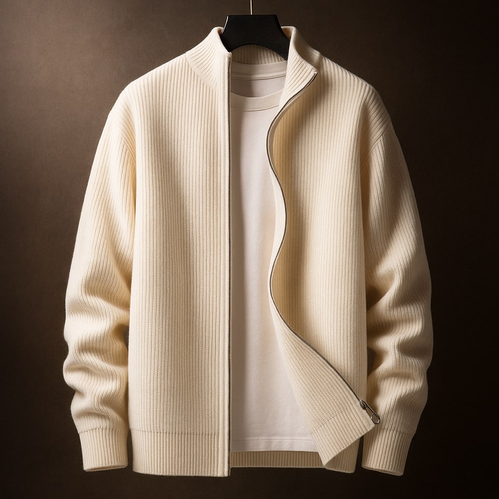 HARRISON OF CALIFORNIA | RIBBED ZIP SWEATER FOR MEN