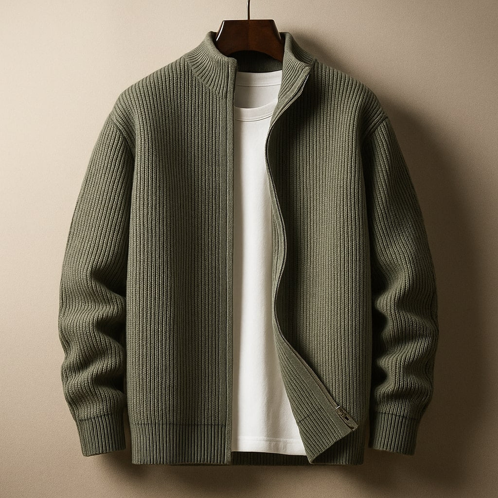 HARRISON OF CALIFORNIA | RIBBED ZIP SWEATER FOR MEN