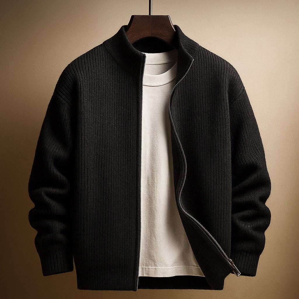 HARRISON OF CALIFORNIA | RIBBED ZIP SWEATER FOR MEN