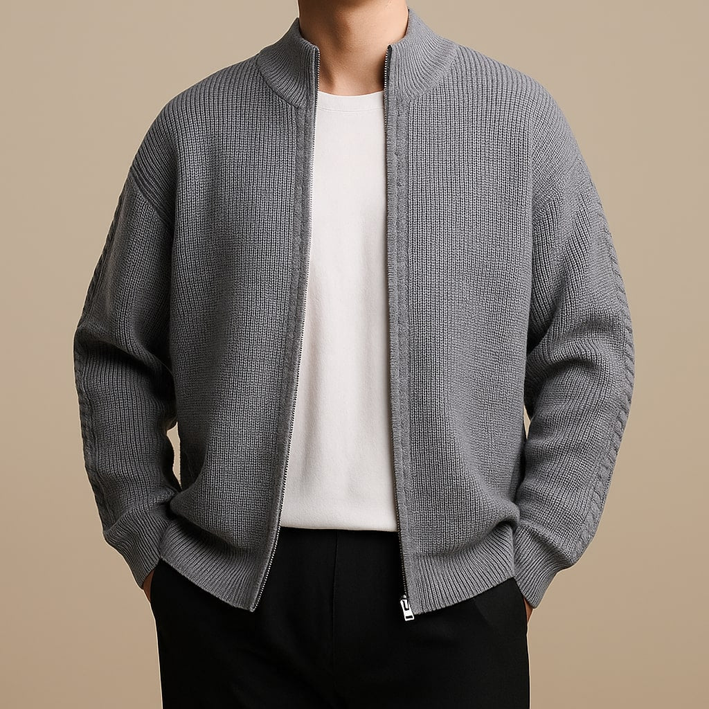 HARRISON OF CALIFORNIA | RIBBED ZIP SWEATER FOR MEN