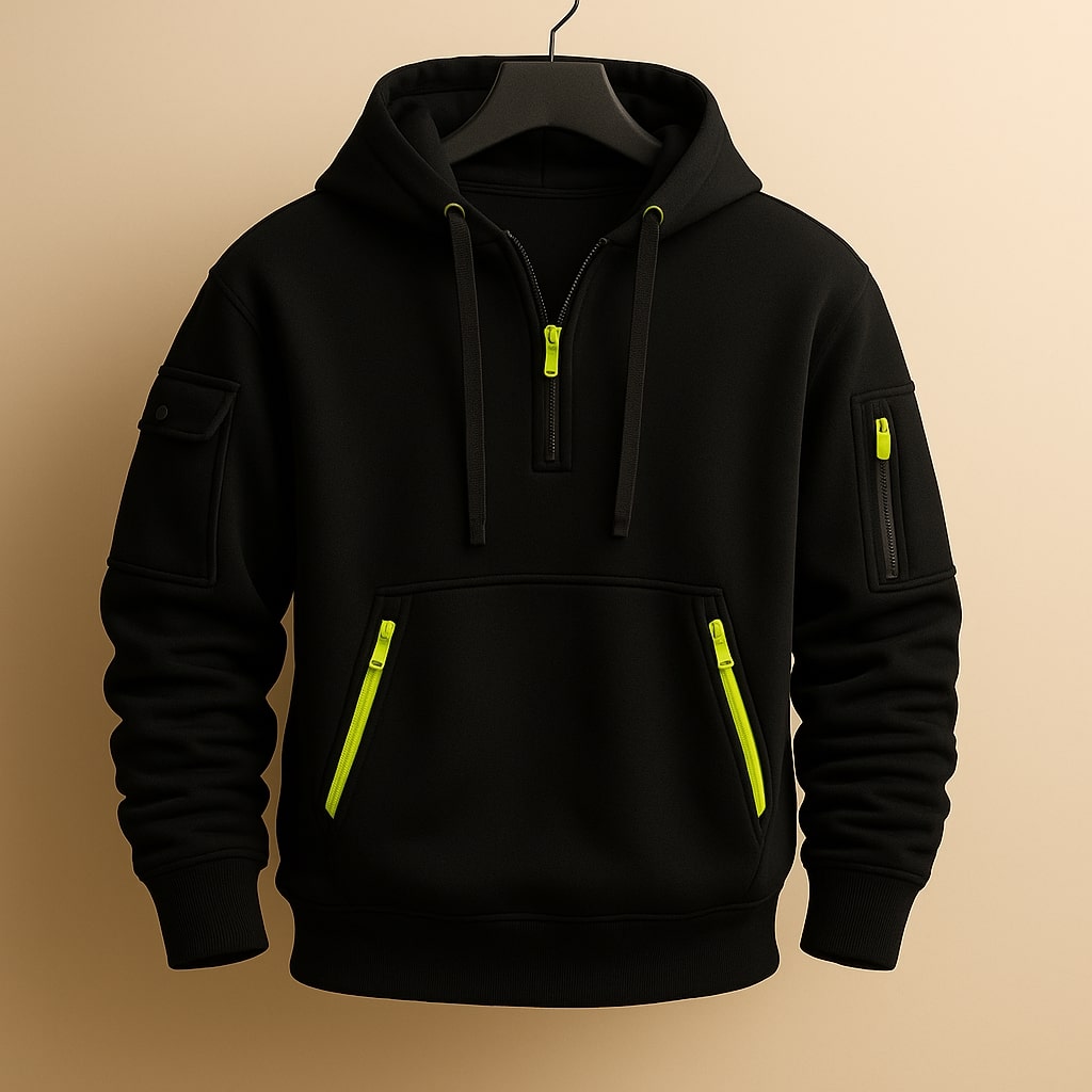 HARRISON OF CALIFORNIA | HALF-ZIP FLEECE HOODIE FOR MEN