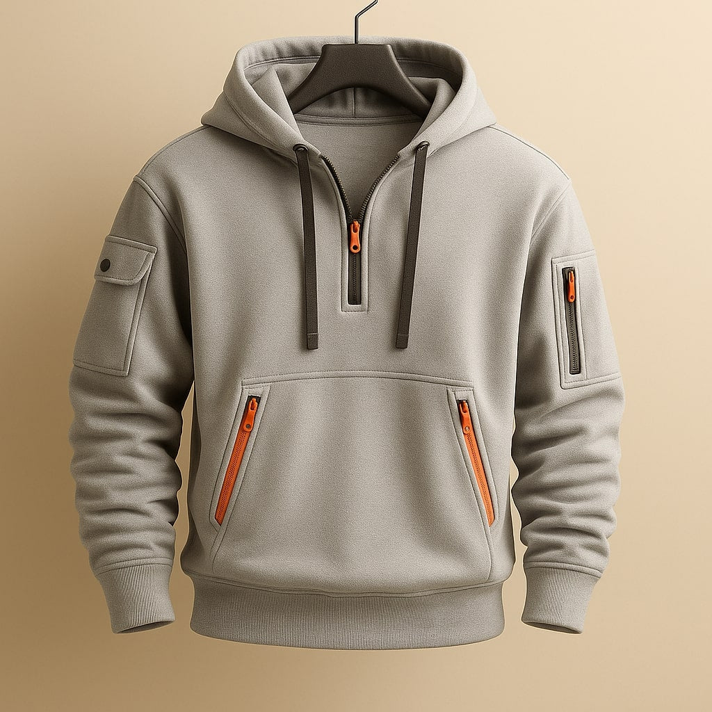 HARRISON OF CALIFORNIA | HALF-ZIP FLEECE HOODIE FOR MEN