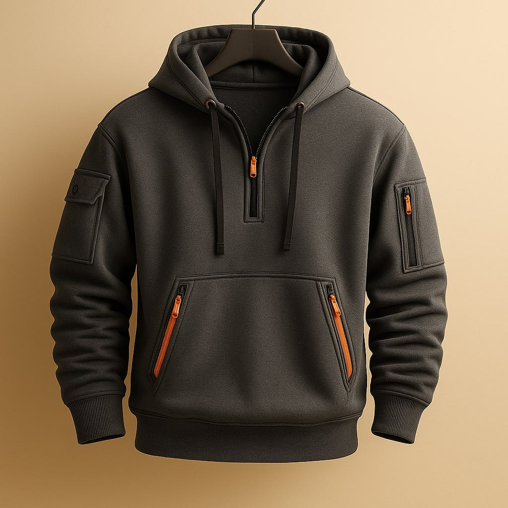 HARRISON OF CALIFORNIA | HALF-ZIP FLEECE HOODIE FOR MEN