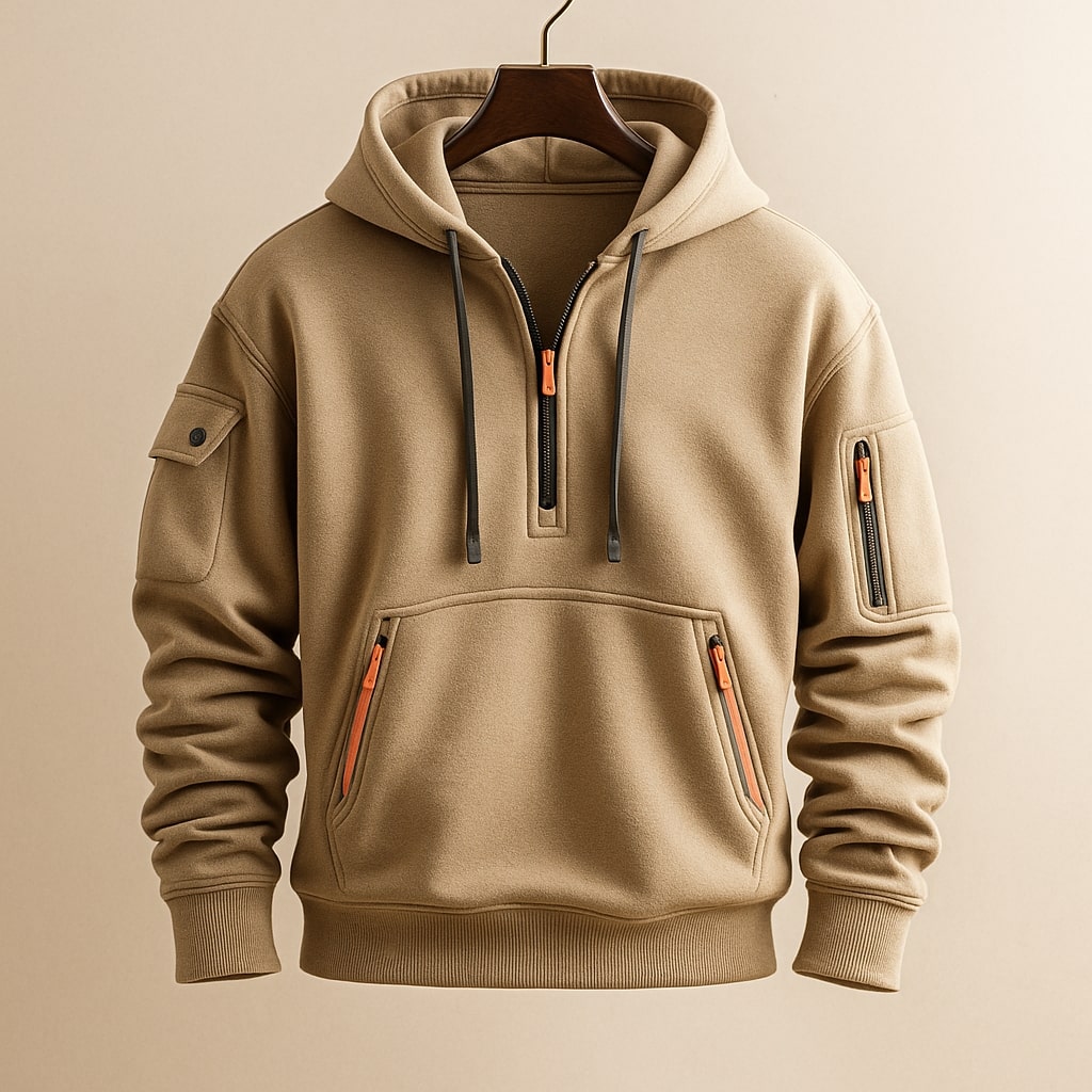 HARRISON OF CALIFORNIA | HALF-ZIP FLEECE HOODIE FOR MEN