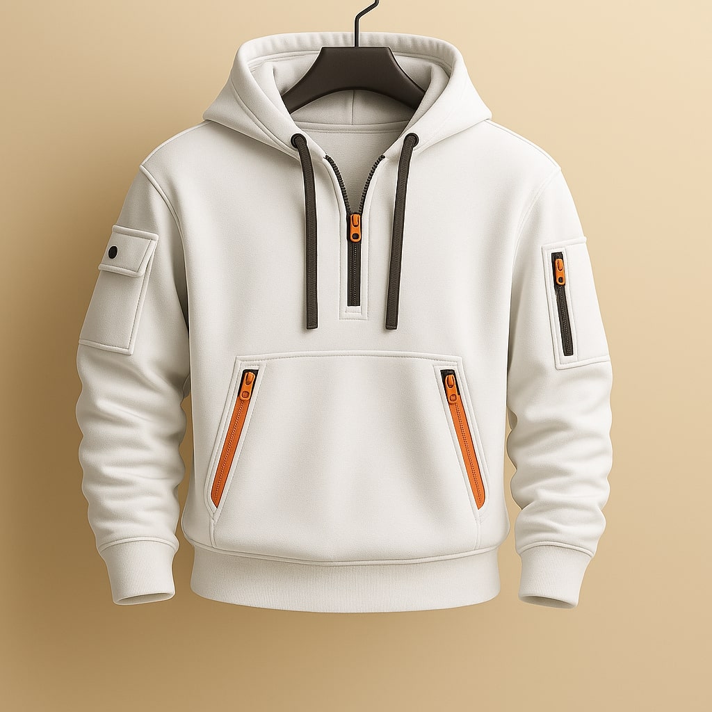 HARRISON OF CALIFORNIA | HALF-ZIP FLEECE HOODIE FOR MEN
