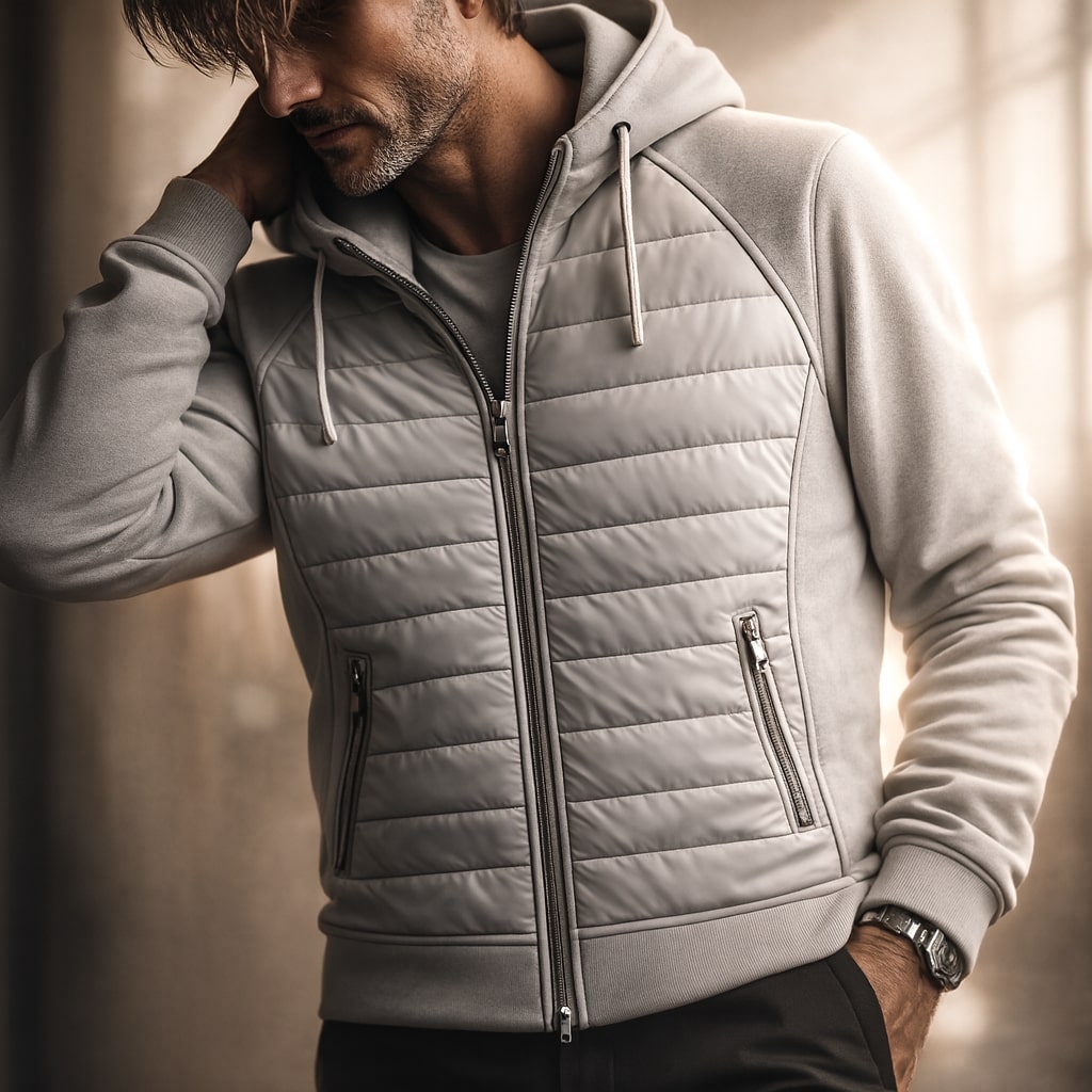 HARRISON OF CALIFORNIA | QUILTED ZIP HOODIE FOR MEN