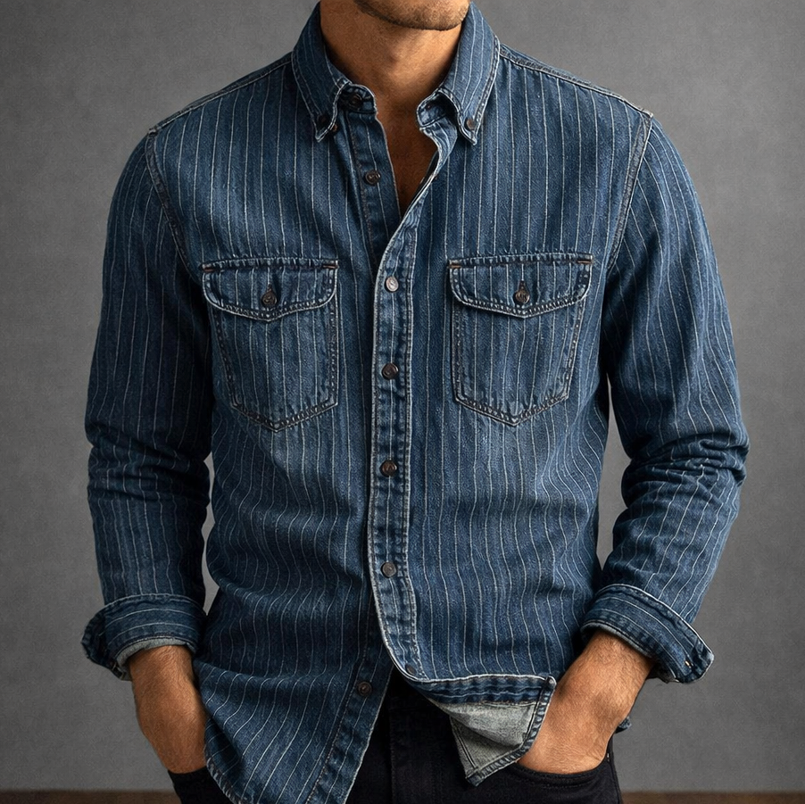 HARRISON OF CALIFORNIA | STRIPED LONG-SLEEVE SHIRT FOR MEN