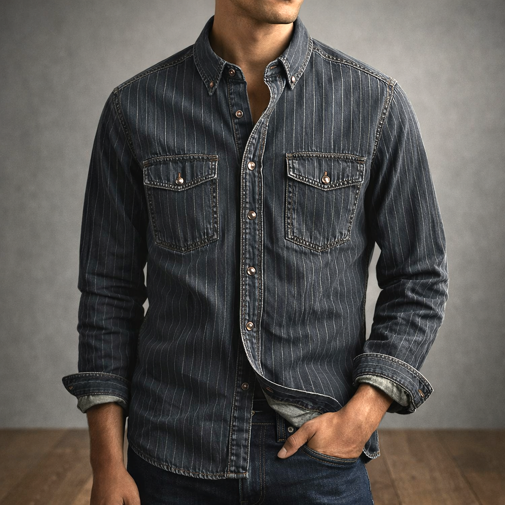 HARRISON OF CALIFORNIA | STRIPED LONG-SLEEVE SHIRT FOR MEN