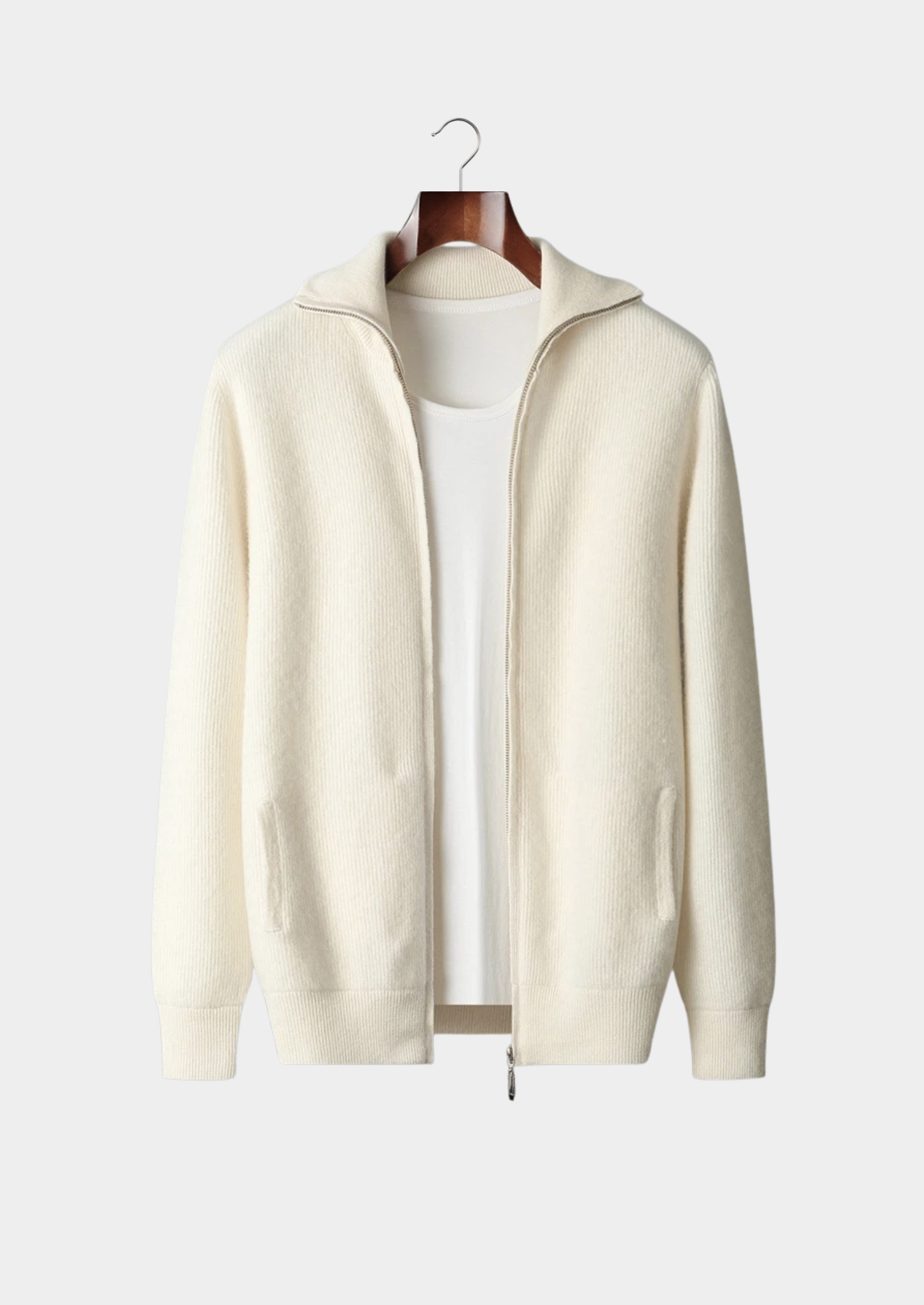 HARRISON OF CALIFORNIA | RIBBED ZIPPER CARDIGAN FOR MEN