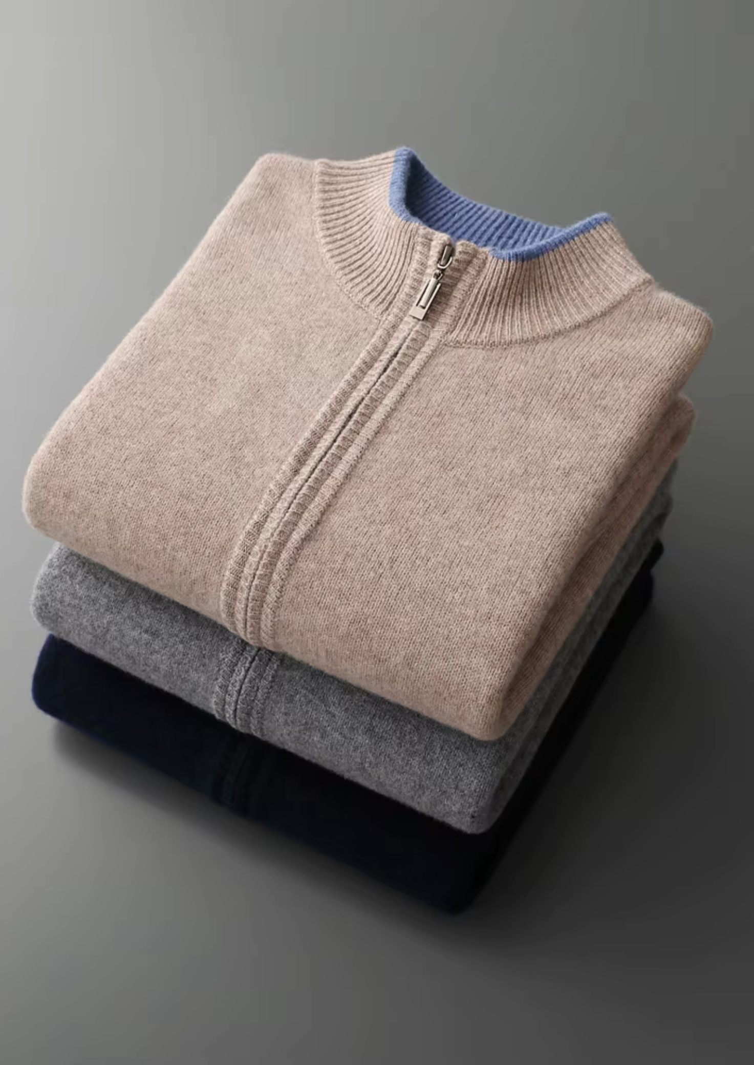 HARRISON OF CALIFORNIA | TWO-TONE ZIP CARDIGAN FOR MEN