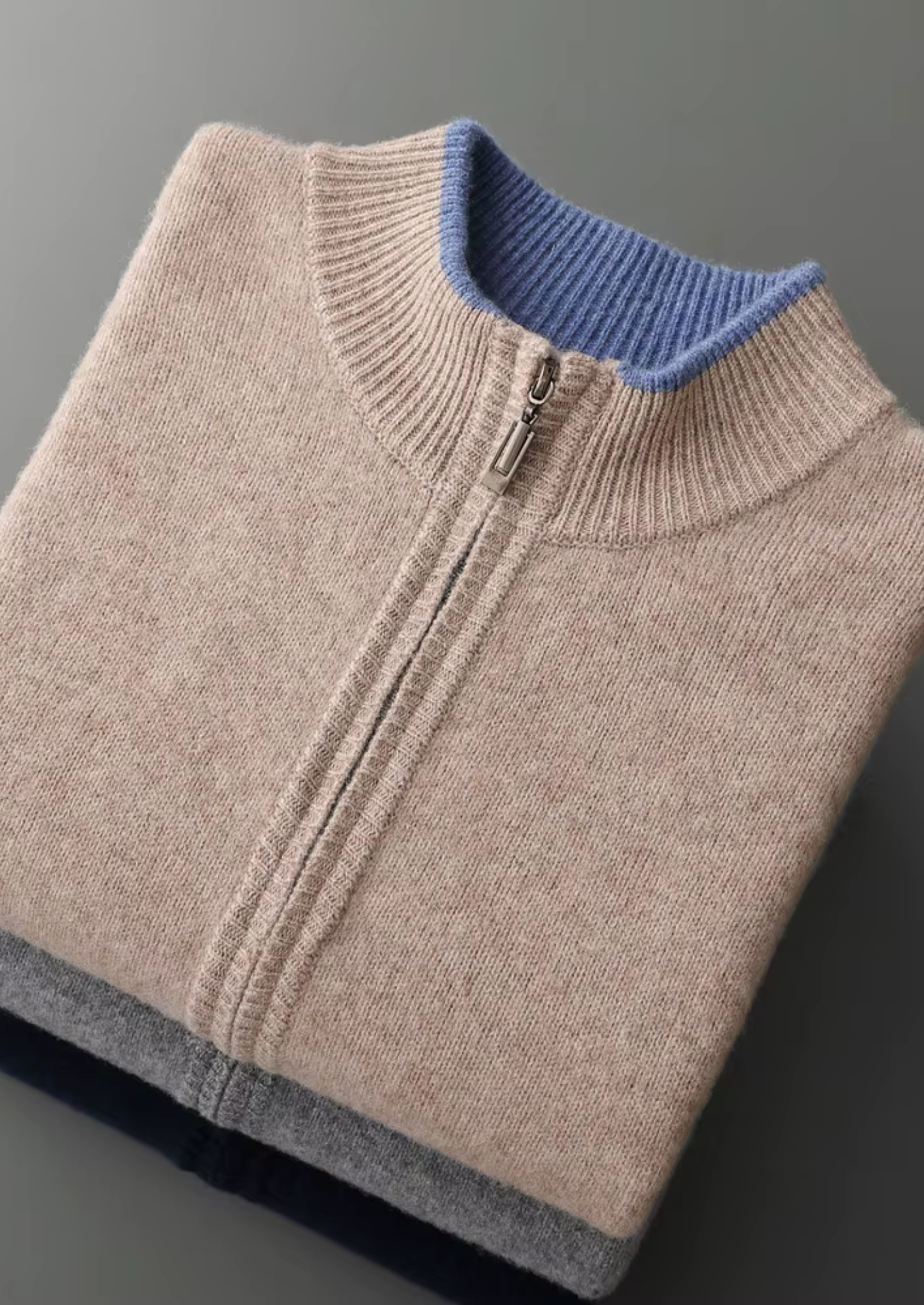 HARRISON OF CALIFORNIA | TWO-TONE ZIP CARDIGAN FOR MEN