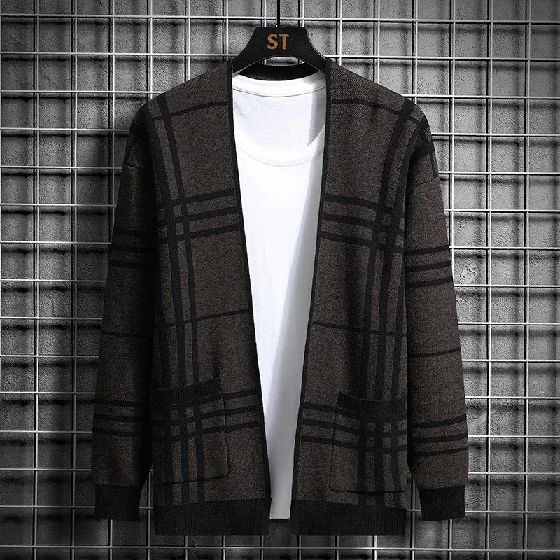 HARRISON OF CALIFORNIA | CHECKERED KNIT CARDIGAN FOR MEN