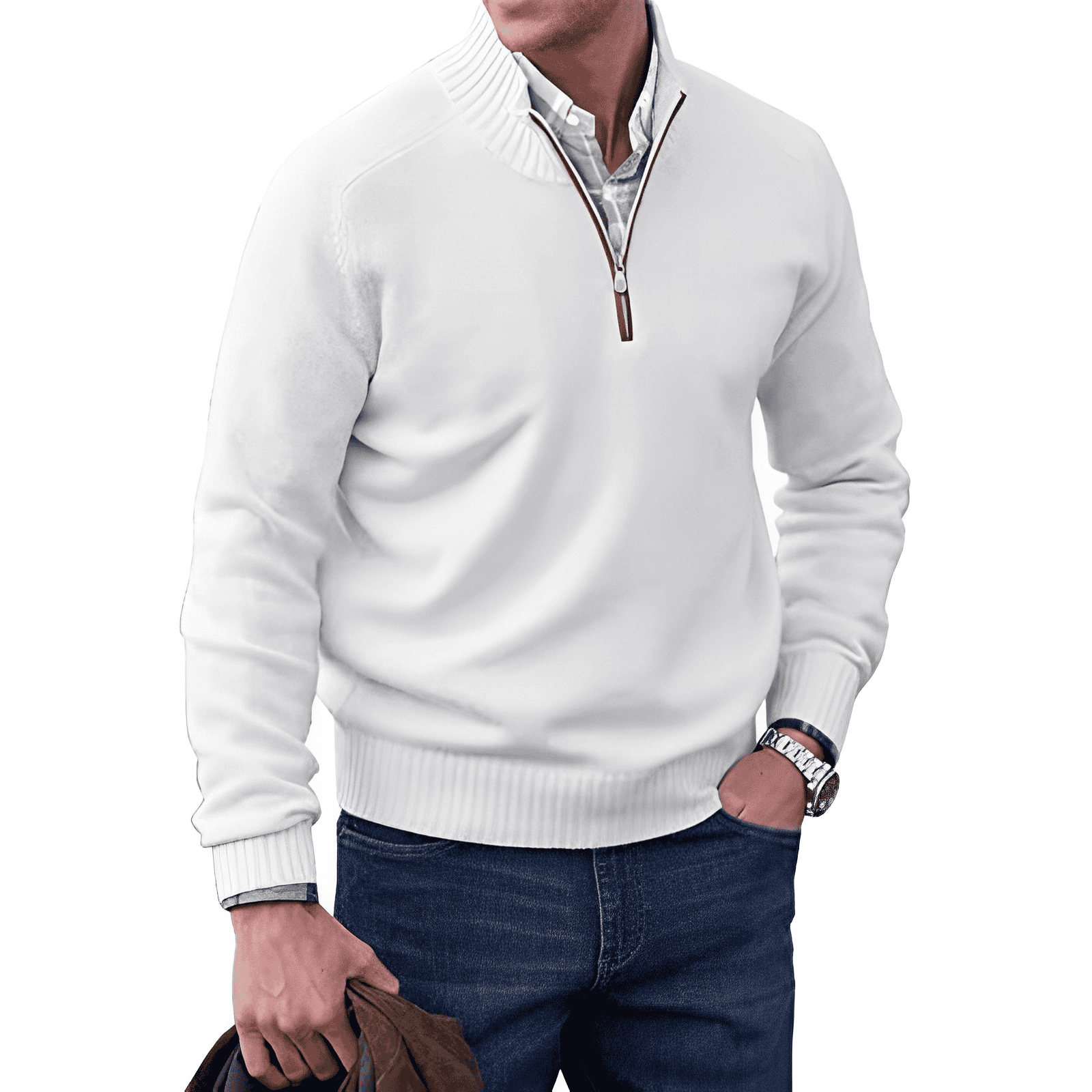 HARRISON OF CALIFORNIA | ZIPPERED KNIT PULLOVER FOR MEN