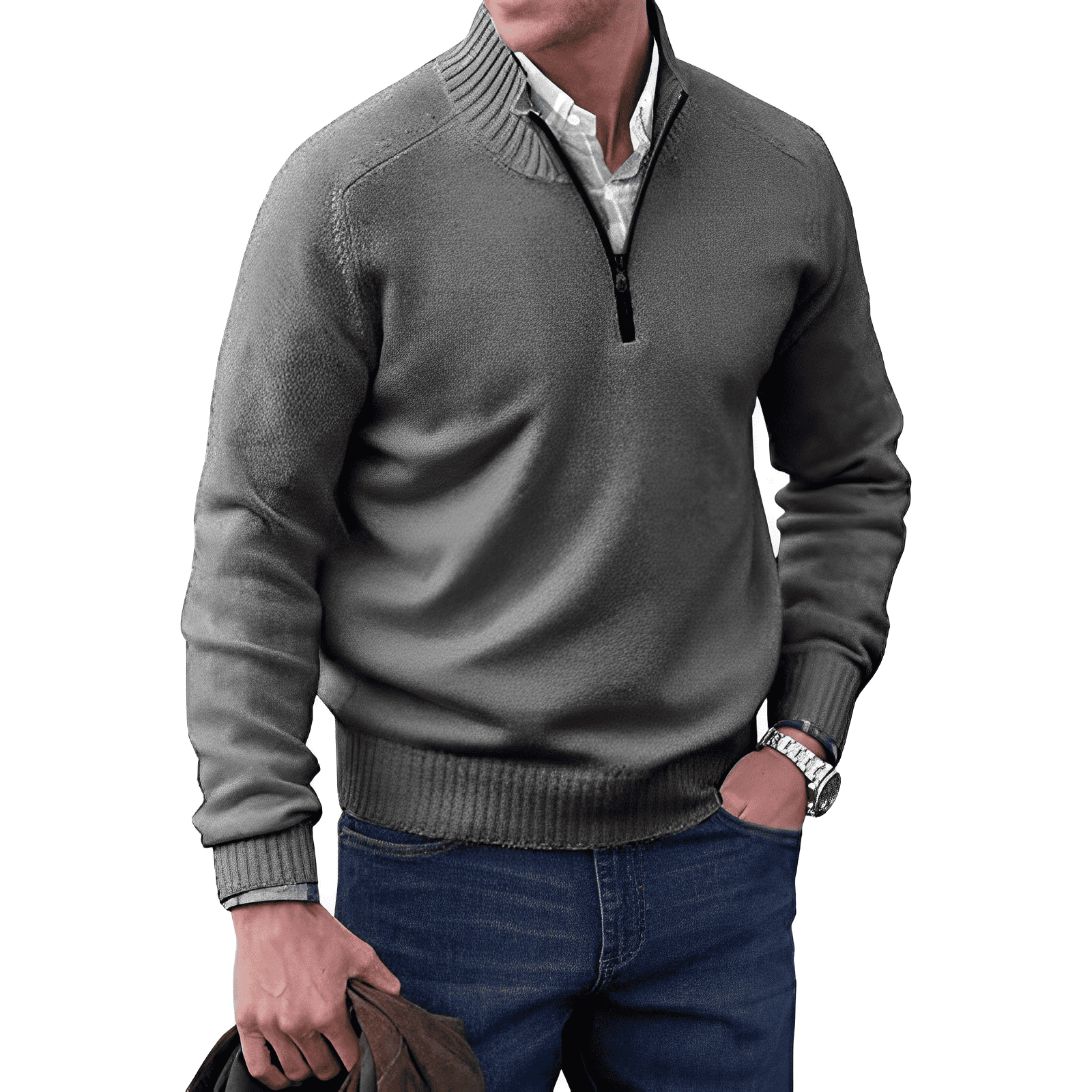 HARRISON OF CALIFORNIA | ZIPPERED KNIT PULLOVER FOR MEN