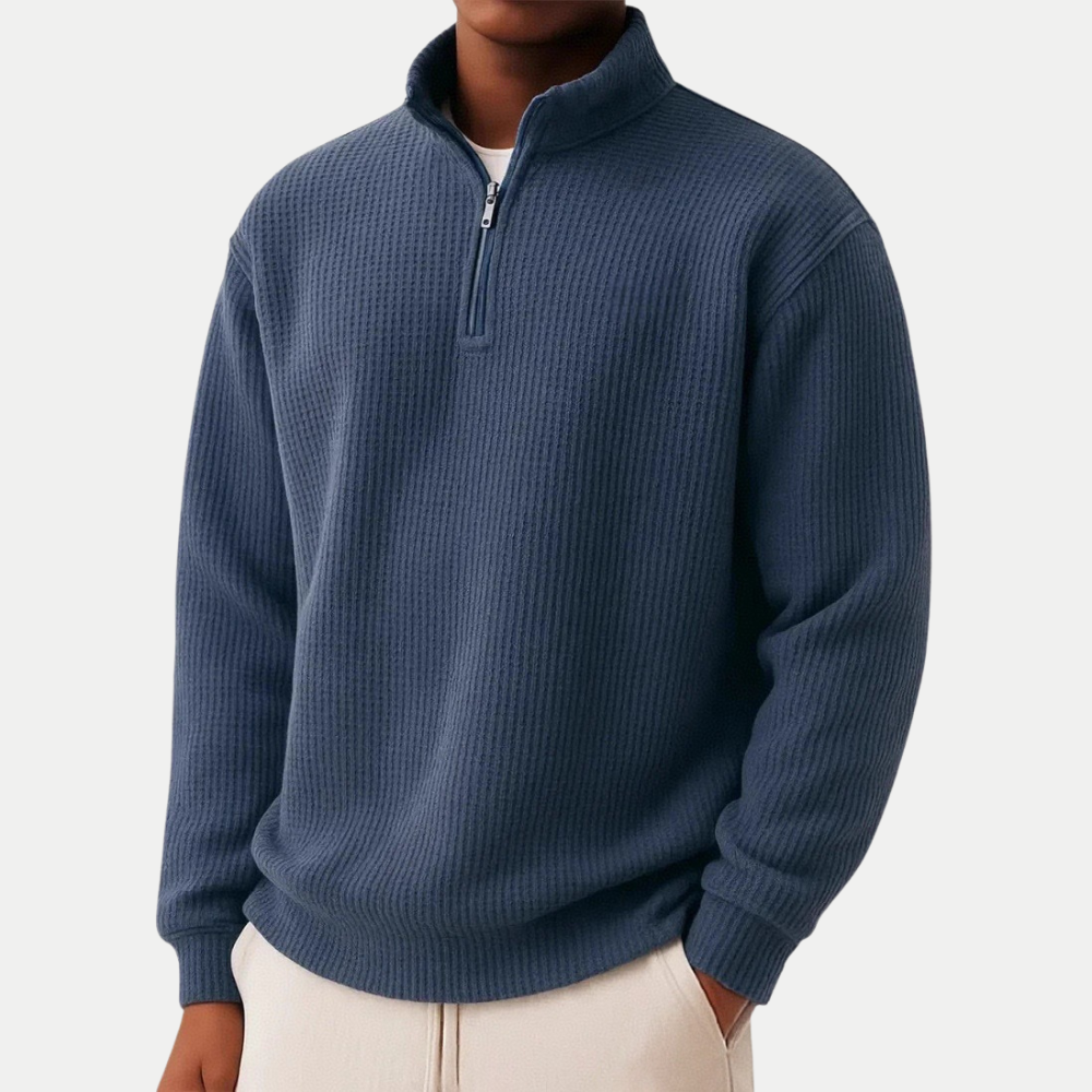 HARRISON OF CALIFORNIA | ZIP-COLLAR KNIT SWEATER FOR MEN