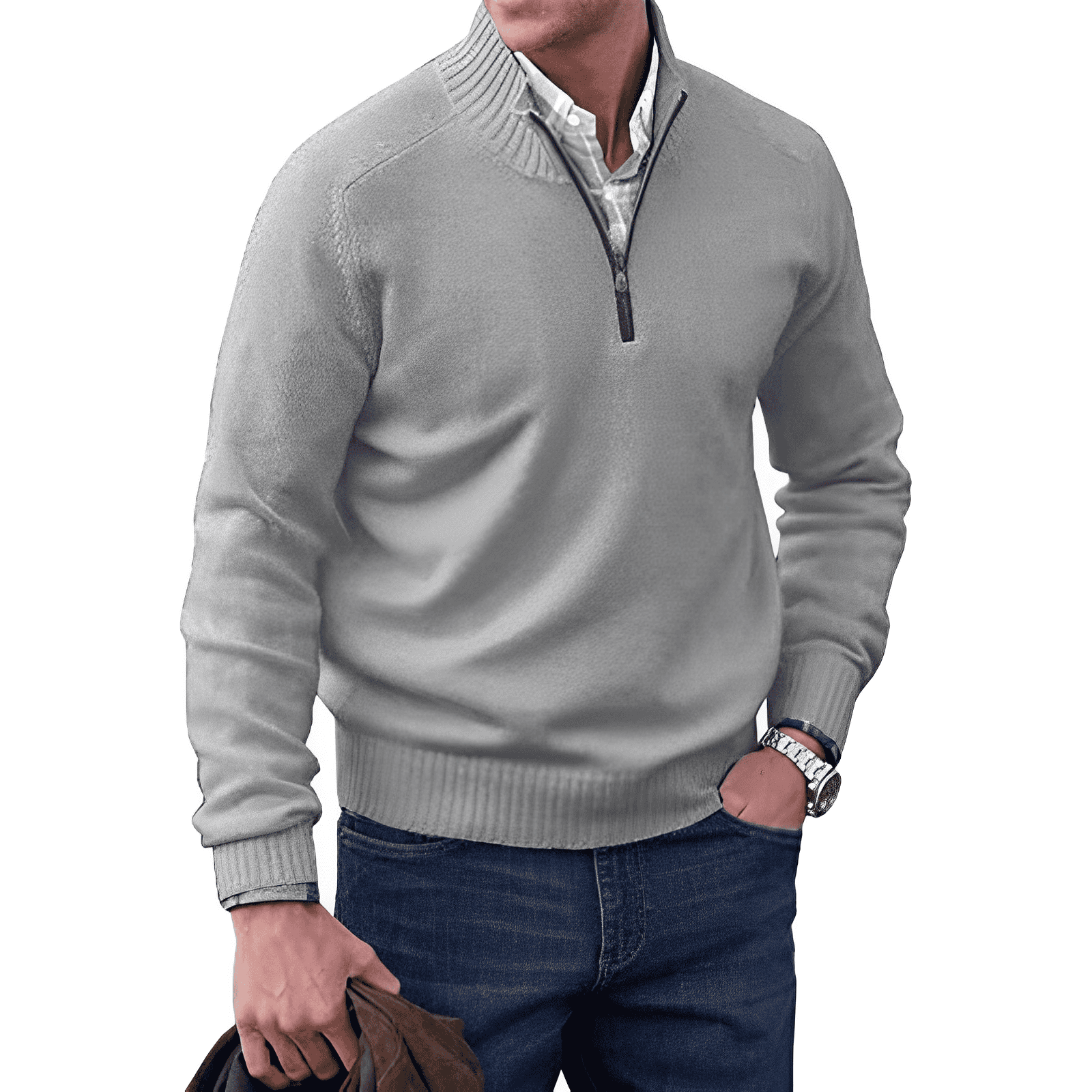 HARRISON OF CALIFORNIA | ZIPPERED KNIT PULLOVER FOR MEN