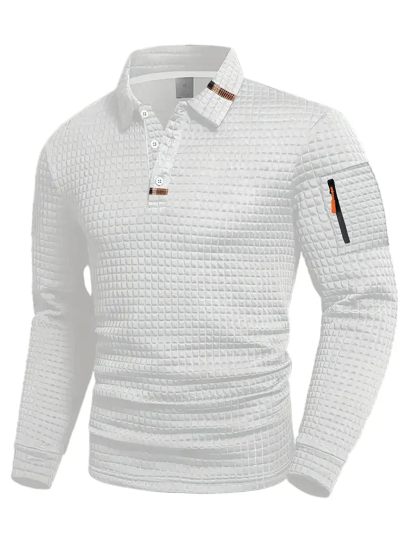 HARRISON OF CALIFORNIA | LONG SLEEVE TEXTURED POLO