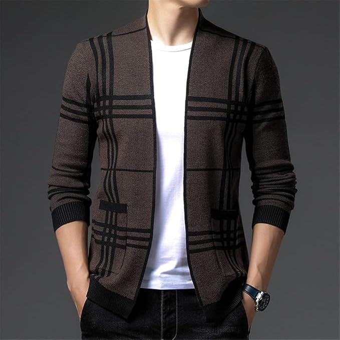HARRISON OF CALIFORNIA | CHECKERED KNIT CARDIGAN FOR MEN