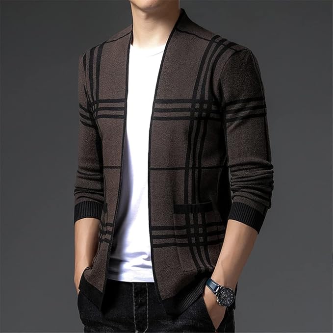 HARRISON OF CALIFORNIA | CHECKERED KNIT CARDIGAN FOR MEN