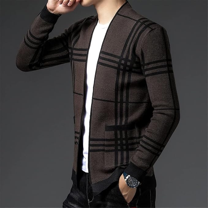 HARRISON OF CALIFORNIA | CHECKERED KNIT CARDIGAN FOR MEN