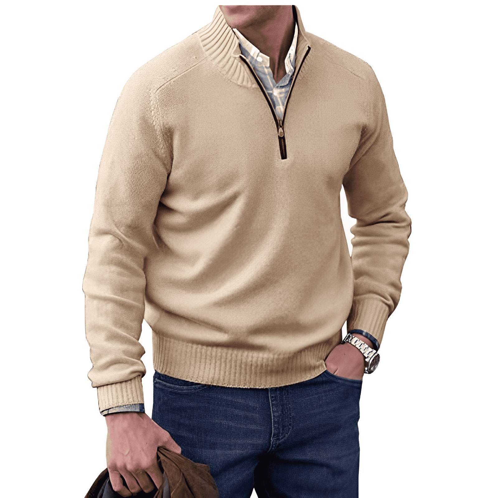 HARRISON OF CALIFORNIA | ZIPPERED KNIT PULLOVER FOR MEN