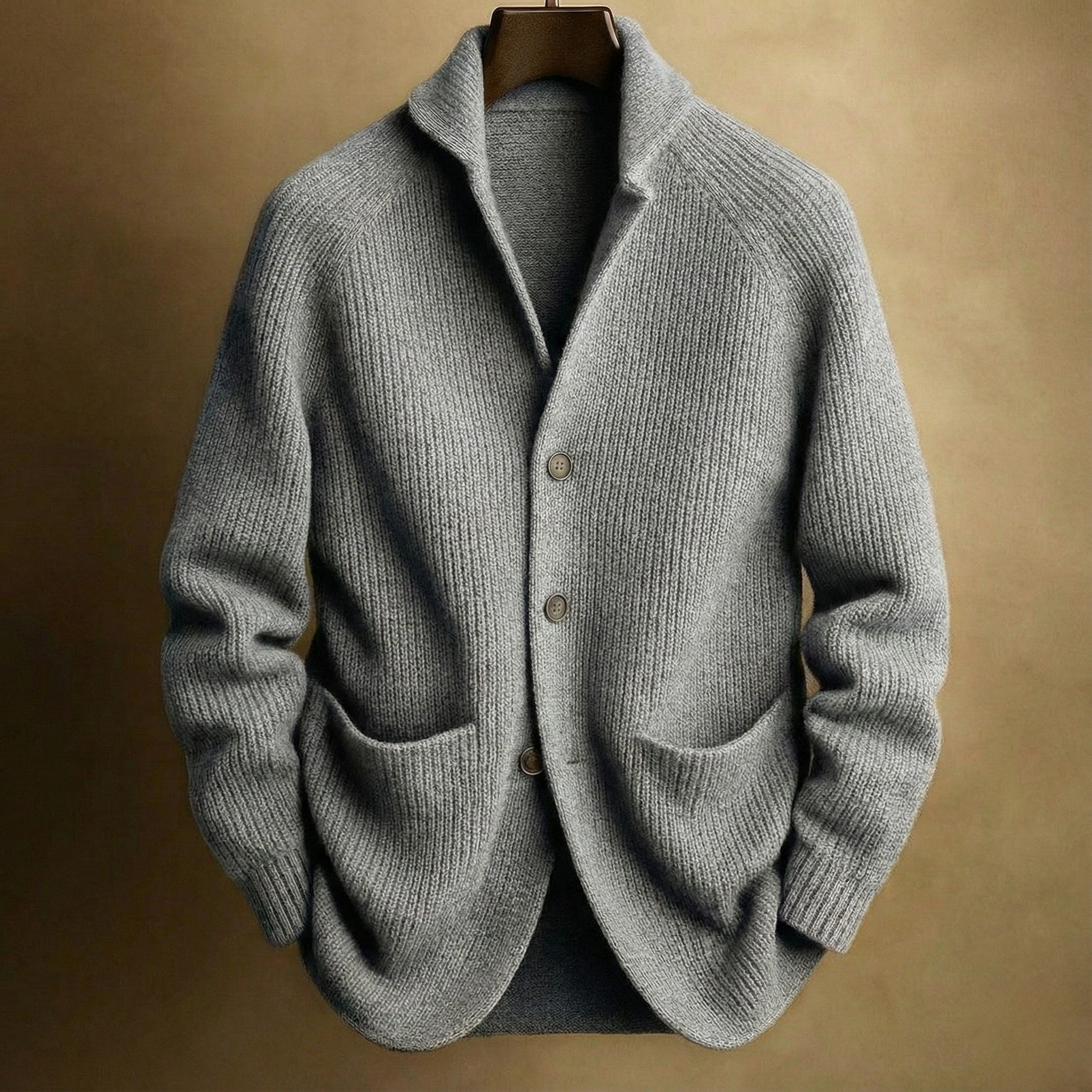 HARRISON OF CALIFORNIA | RIBBED WOOL CARDIGAN FOR MEN