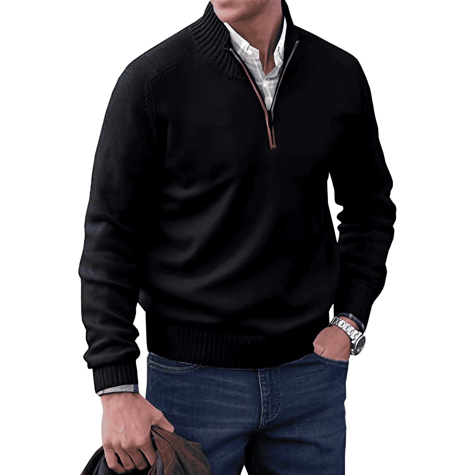 HARRISON OF CALIFORNIA | ZIPPERED KNIT PULLOVER FOR MEN