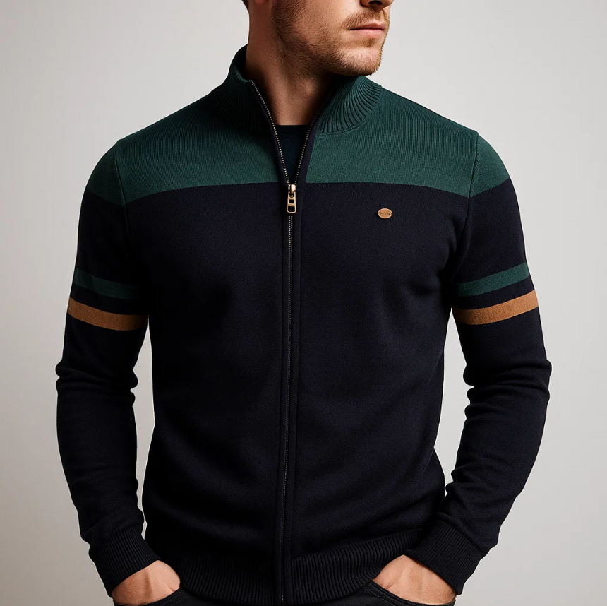 HARRISON OF CALIFORNIA | COLORBLOCK HOODIE WITH ZIP FOR MEN