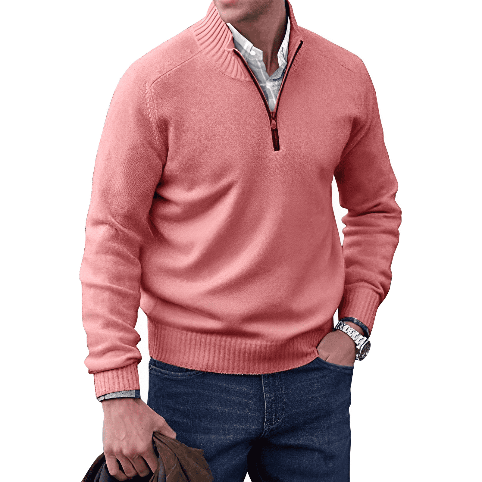 HARRISON OF CALIFORNIA | ZIPPERED KNIT PULLOVER FOR MEN