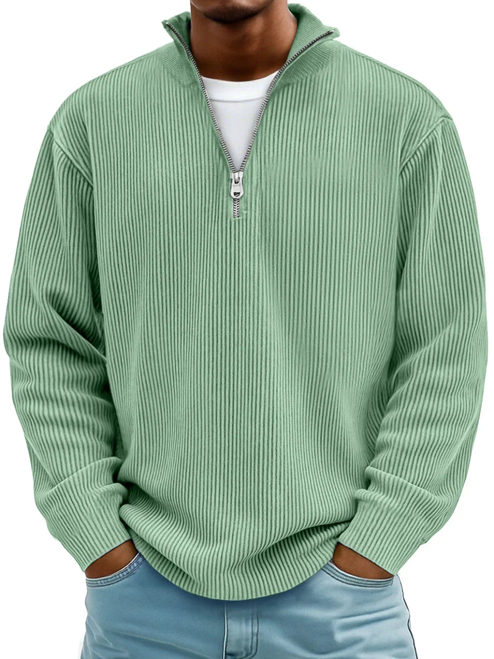 HARRISON OF CALIFORNIA | CLASSIC KNIT SWEATER HALF-ZIP FOR MEN