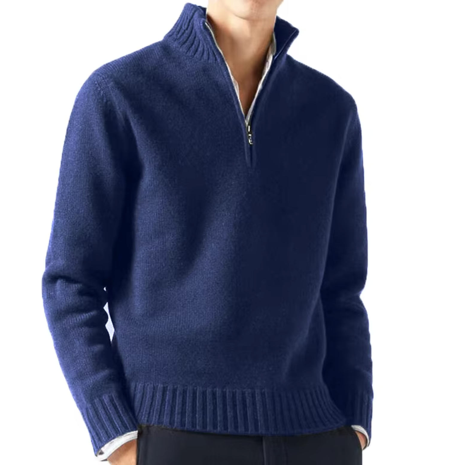HARRISON OF CALIFORNIA | WOOL TURTLENECK WITH ZIP FOR MEN