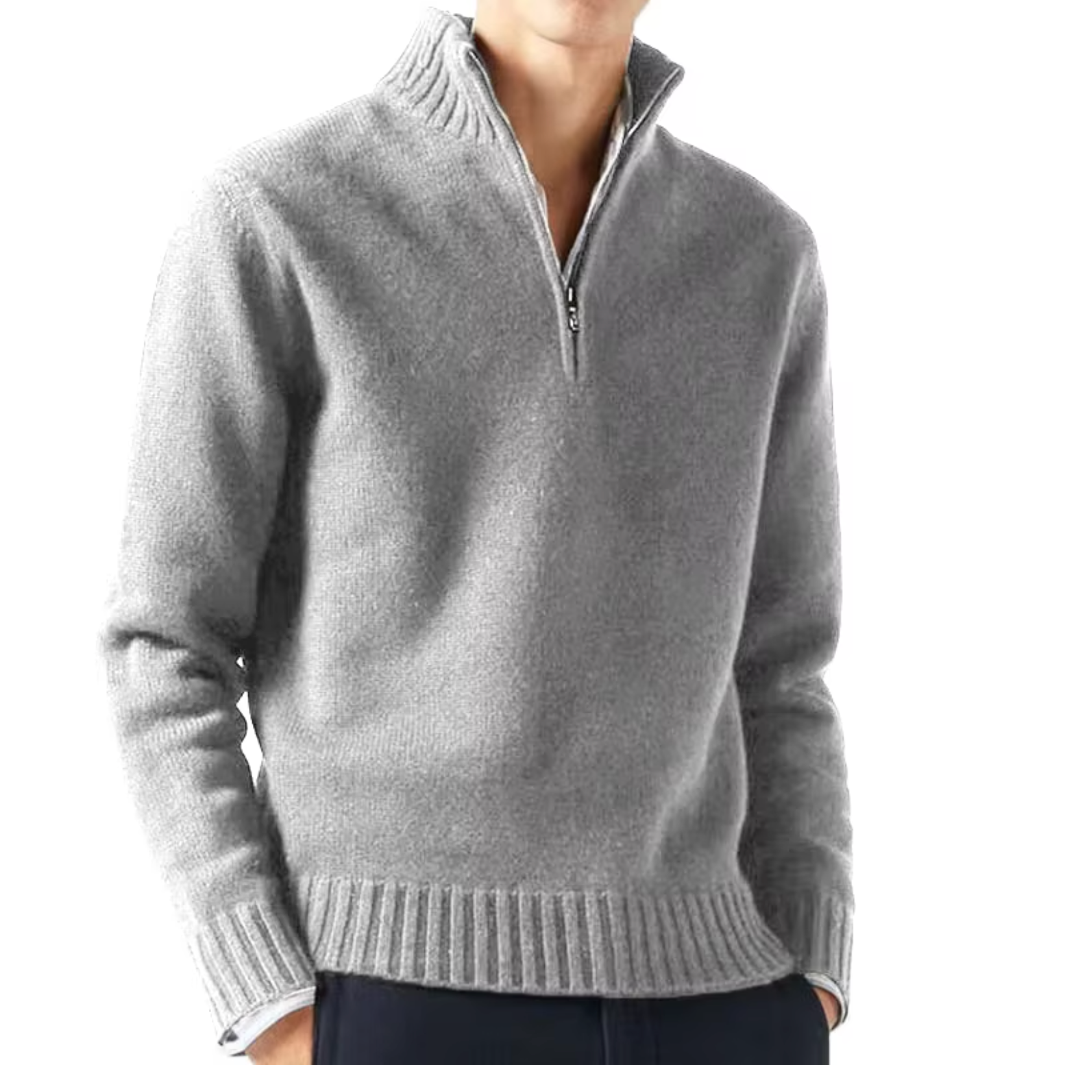 HARRISON OF CALIFORNIA | WOOL TURTLENECK WITH ZIP FOR MEN
