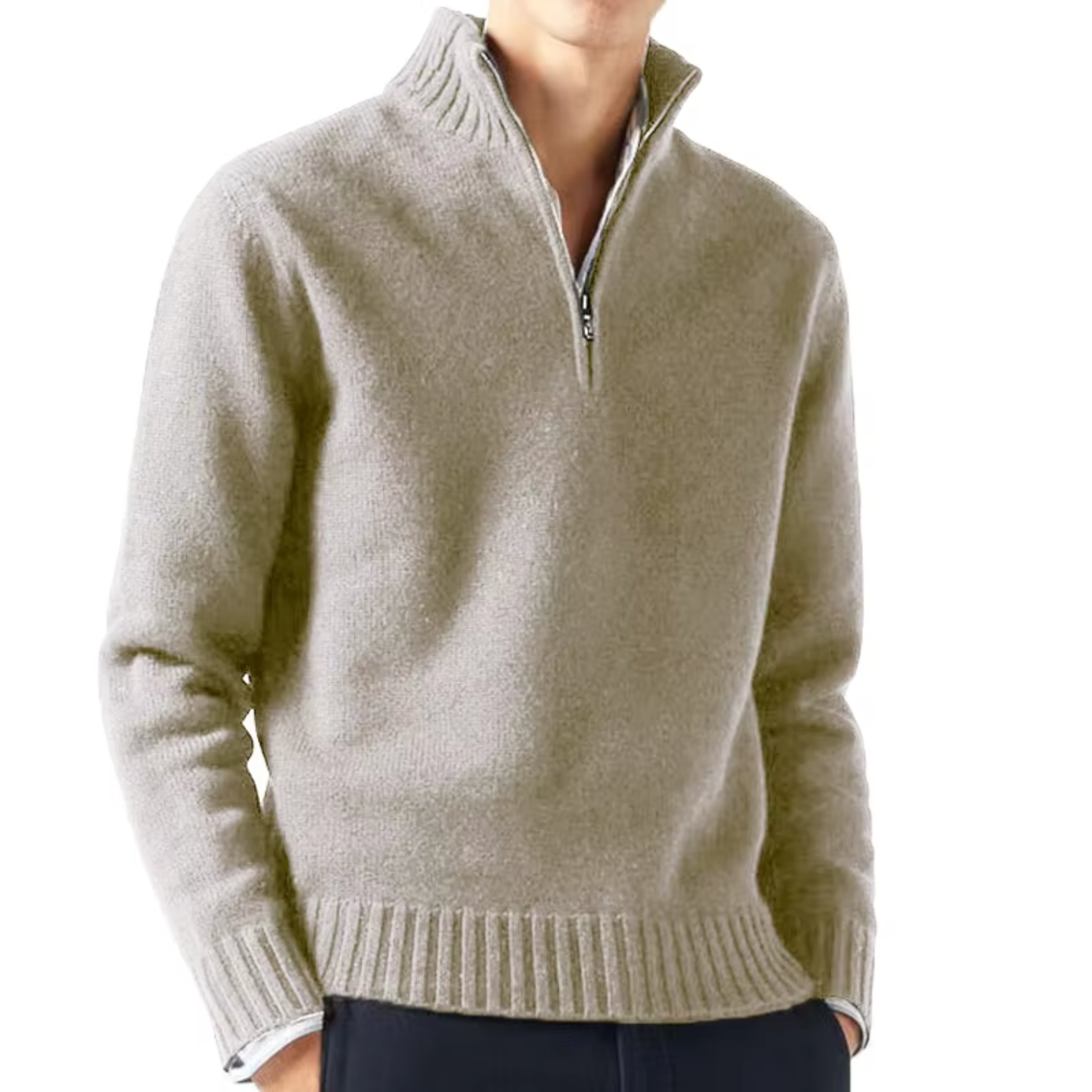 HARRISON OF CALIFORNIA | WOOL TURTLENECK WITH ZIP FOR MEN