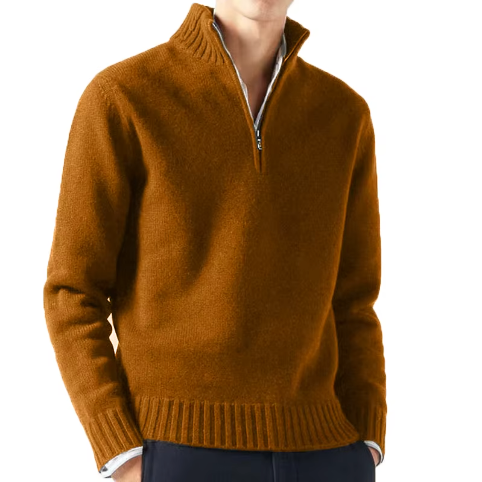 HARRISON OF CALIFORNIA | WOOL TURTLENECK WITH ZIP FOR MEN