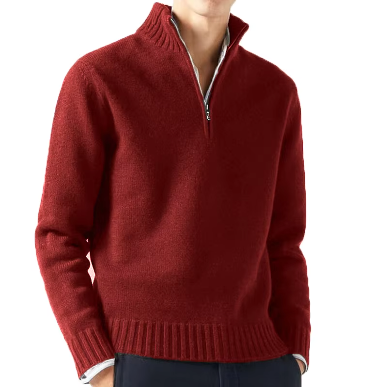 HARRISON OF CALIFORNIA | WOOL TURTLENECK WITH ZIP FOR MEN