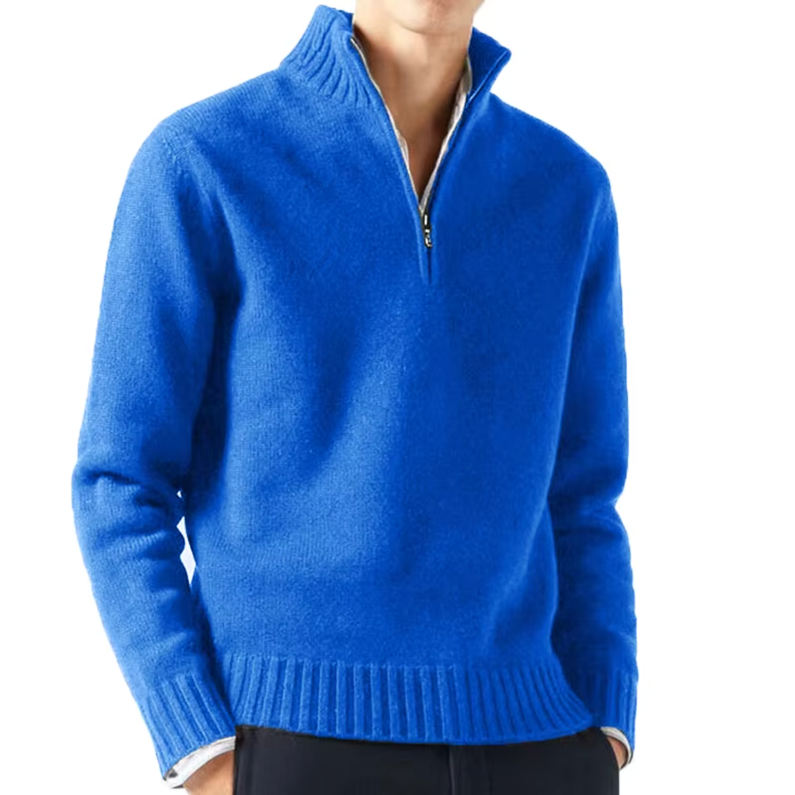 HARRISON OF CALIFORNIA | WOOL TURTLENECK WITH ZIP FOR MEN