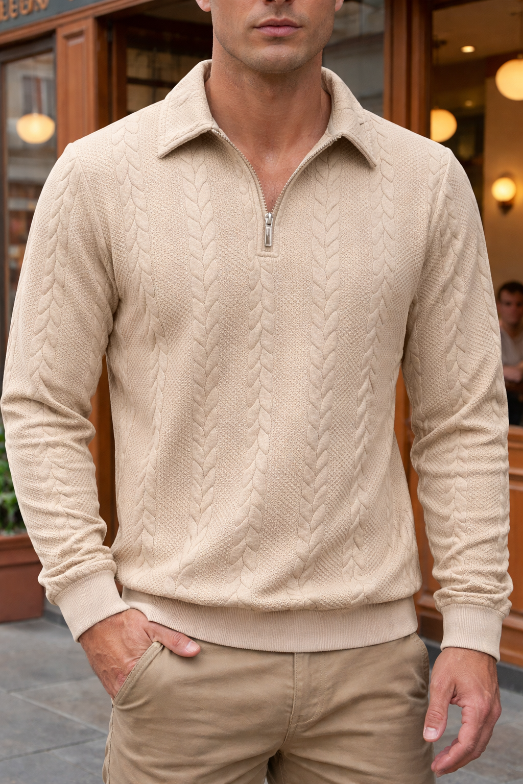 HARRISON OF CALIFORNIA | ELEGANT HALF-ZIP POLO FOR MEN