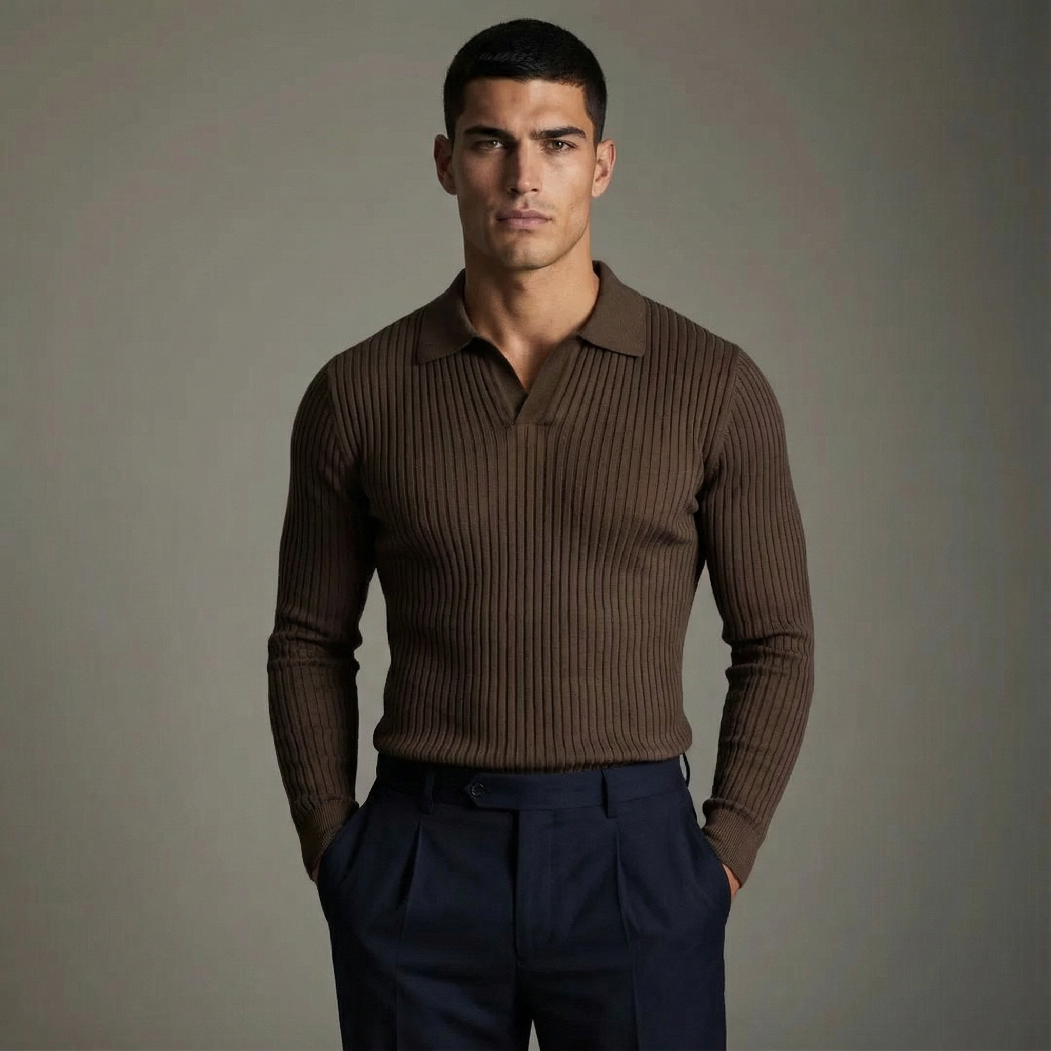HARRISON OF CALIFORNIA | OPEN COLLAR SHIRT FOR MEN