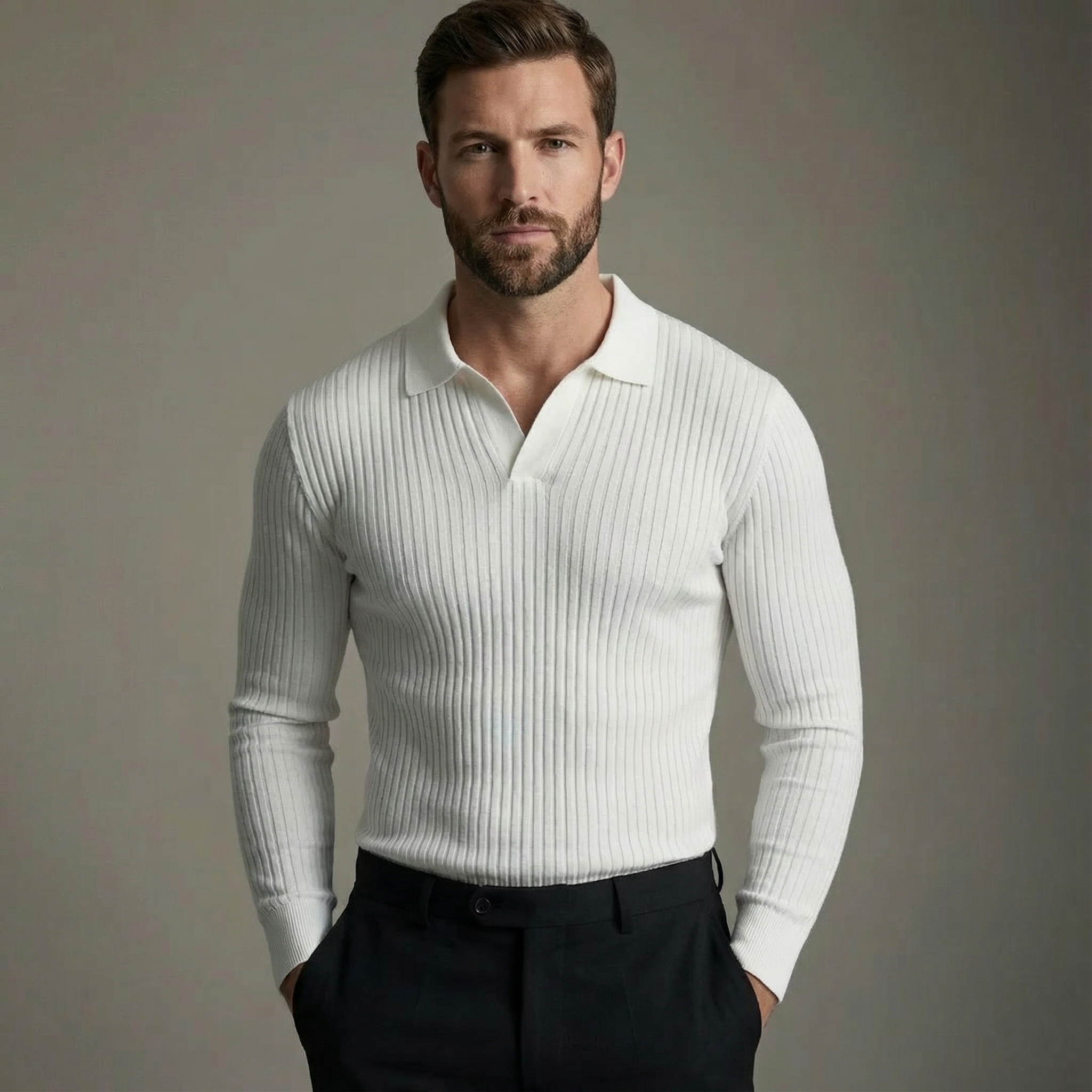 HARRISON OF CALIFORNIA | OPEN COLLAR SHIRT FOR MEN
